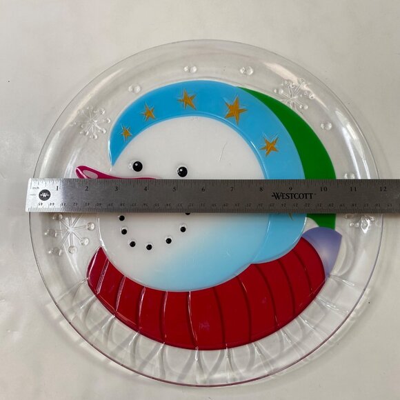 Snowman Design Plastic Serving Plate 12" Festive Winter Decor - Picture 4 of 4